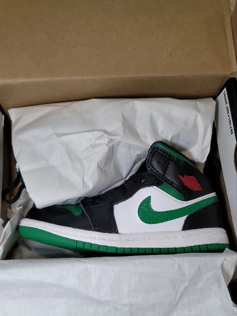 Jordan Kids High-Top Sneakers in Black, Green & White